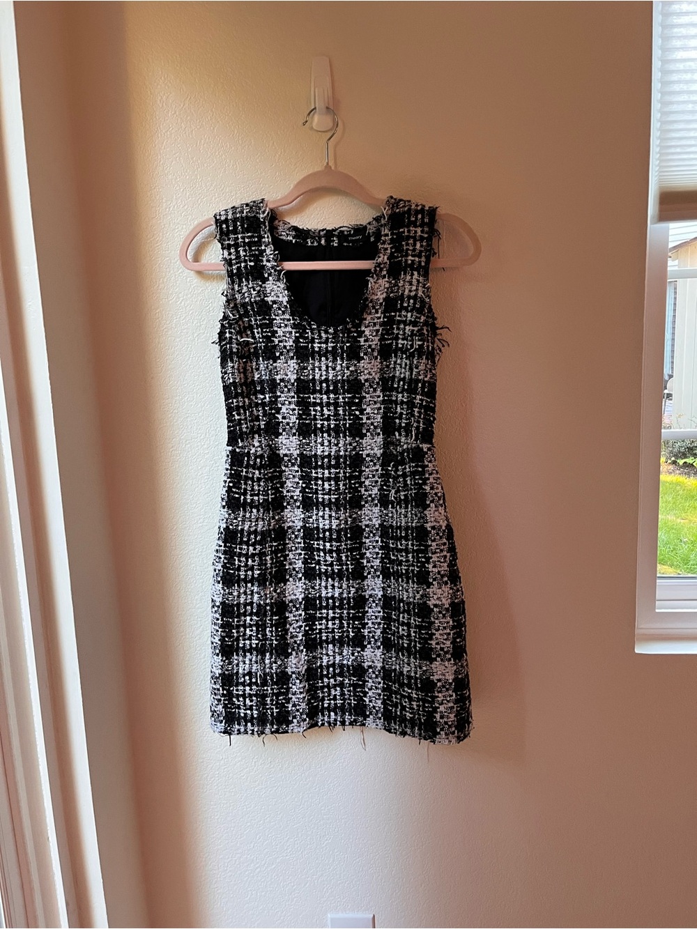 Theory Black & White Tweed Sleeveless Mini Dress